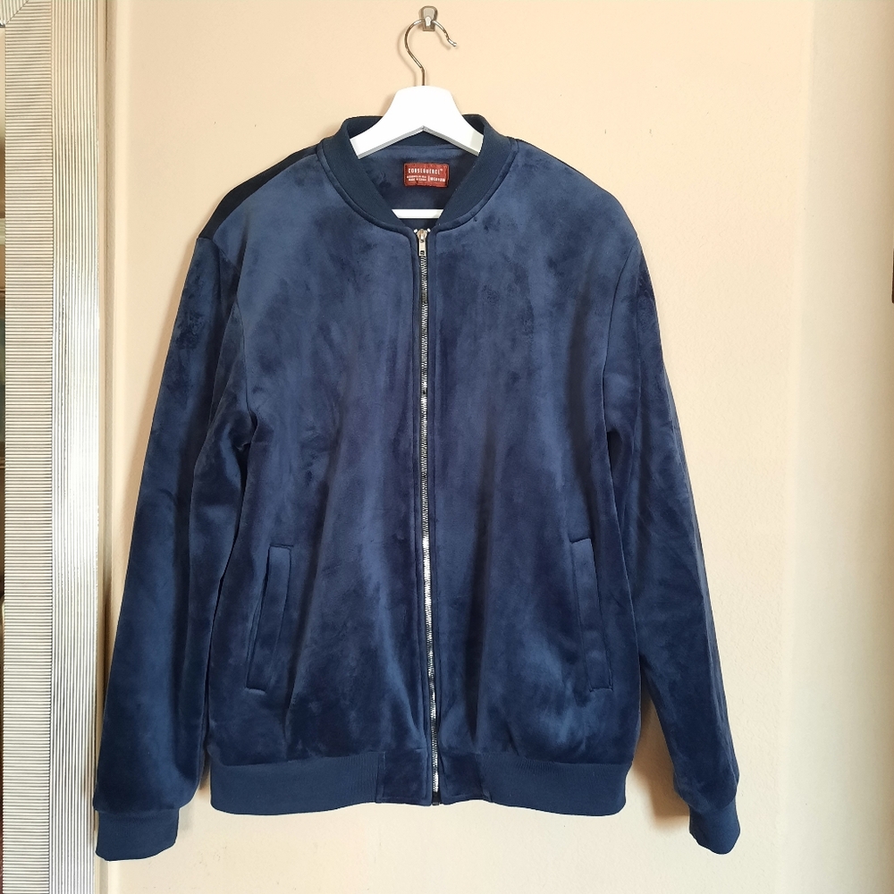 Navy Velvet Bomber Jacket